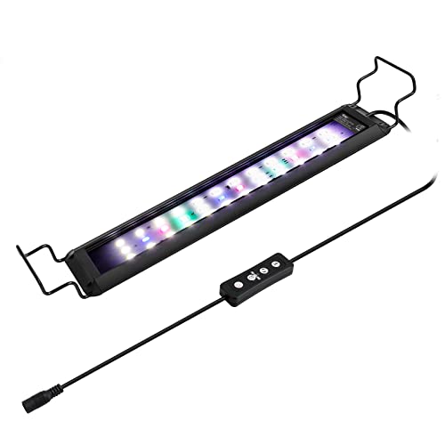 hygger Aquarium Beleuchtung, Vollspektrum Aquarium Licht mit LCD Monitor, 11W RGB LED Aquarium Beleuchtung mit 10 Helligkeitsstufen, Einstellbarer Timer,3 Modus für 30-48cm Süßwasser Aquarien