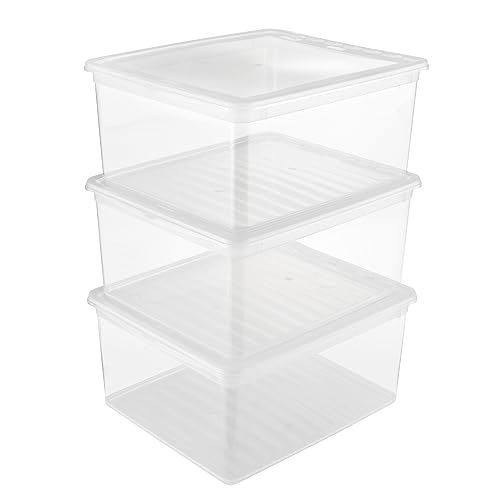 keeeper Aufbewahrungsboxen mit Air Control System, 3-teiliges Set, Höhe: 18 cm, 3 x 18 l, 39 x 33,5 x 18 cm, Bea, Transparent