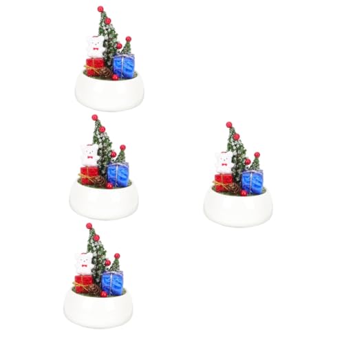 Ciieeo 4 Stück simulierte Topfpflanze kunstpflanze kunstplflanze Weihnachtsschmuck Weihnachts-Desktop-Ornament künstliche Pflanzen Anlage künstliche Bonsai-Verzierung Gefälschte Pflanzen