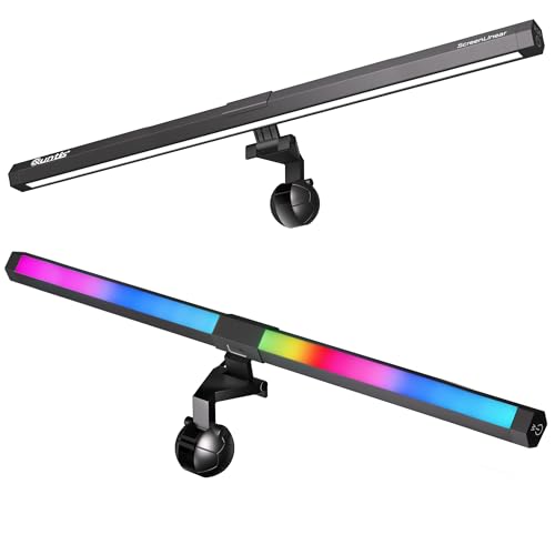 Quntis 51 cm LED Bildschirmlampe PC RGB Schreibtischlampe USB Computer Mehrfarbig Light Bar Monitor Computer Umgebungslicht verstellbar 15 Farben Beleuchtung Lichtleiste für Gaming Lesen