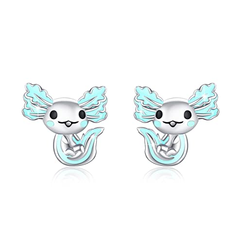 Axolotl Ohrring 925 Sterling Silber Süße Tier Ohrringe Hypoallergen Blau Axolotl Ohrstecker Axolotl Schmuck Geschenke für Frauen Teen Mädchen