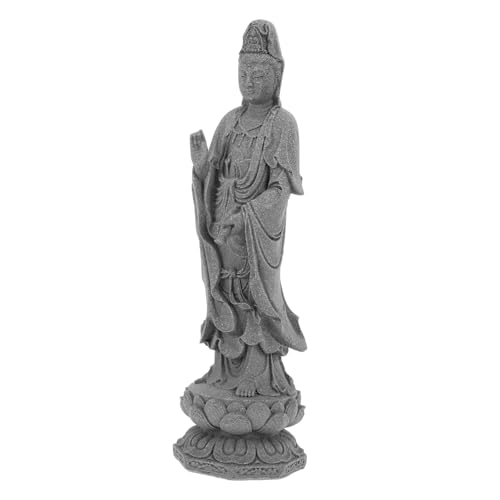 Cabilock Buddha-Statue Gartendekoration gartenskulptur Figur Shakyamuni-Statue Feng-Shui-Kuanyin-Statue Guan-Yin-Statue Kwan-Yin-Statuen Desktop-Buddha Desktop-Dekoration Kunstharz Grey