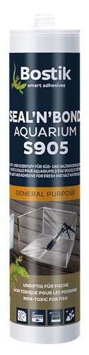 BOSTIK S905 Seal`n` Bond Aquarium Transparent - Silikon für Süß- und Meerwasseraquarien, Kleb- und Dichtstoff, Geeignet für Innen- und Außenbereich, 300ml