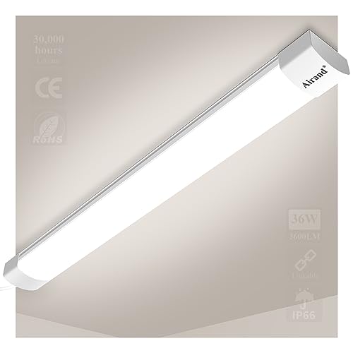 Airand Feuchtraumleuchte Led 36W 3600LM 120CM Verknüpfbar Werkstattlampe IP66 Wasserfest Led Röhre Leuchte für Garage Keller Werkstatt Feuchtraum Bad Büro Warenhaus Hobbyraum,Neutralweiß 4000K