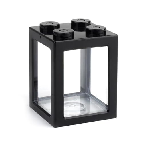 Dekoratives Aquarium für den Schreibtisch, elegantes kleines Aquarium, stapelbares Aquarium, bunte LED-Beleuchtung, Aquarium, Wasserwürfel, Glas-Fischtank, entspannender Akzent für Zuhause und Büro