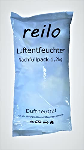 10x 1,2kg 'reilo' Luftentfeuchter Granulat (Calciumchlorid) im Vliesbeutel, Nachfüllpack für Raumentfeuchter Boxen, einzeln verpackt in Polybeutel - zum attraktiven Staffelpreis