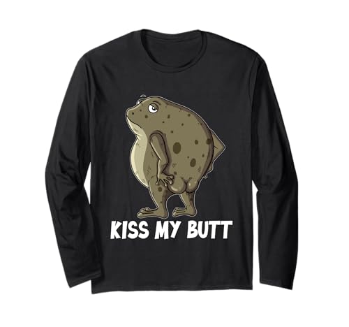 Kaulquappe Frecher Frosch gemeine Kröte sagt kiss my Butt Langarmshirt