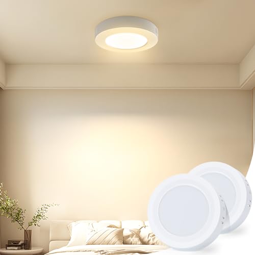 Aigostar Deckenlampe LED 6W 3000K Deckenleuchte, 600lm lampen decke ideal für Badezimmer Balkon Flur Küche Wohnzimmer, Warmweiß Badezimmerlampe Ø12.3cm, 2 Packungen
