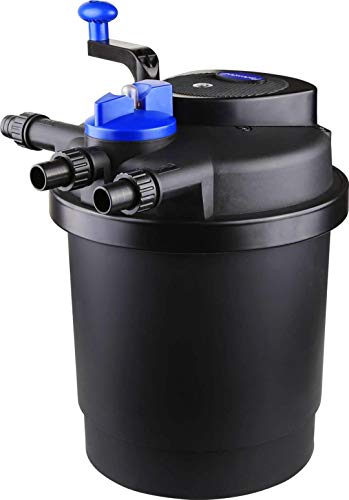 AquaOne Druckteichfilter CPF-2500 I Teichfilter für Teiche bis 6.000 Liter I Bio Teich Filter inkl.11 Watt UVC Klärer mit Kurbelreinigung I schwebealgenfreies klares Wasser