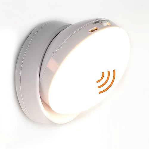 LED Wandleuchte Innen mit bewegungsmelder, USB Wiederaufladbare Wandlampe mit Schalter, 360°Drehbar, 3000K/7000K Wandbeleuchtung, Kabellos Magnetische, led Bewegungslicht für Wohnzimmer/Flur/Treppen