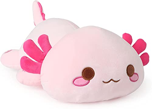 shownicer Plüschtier Axolotl Kuscheltier Stofftier Kawaii Axolotl Plüsch Kissen Spielzeug Wurfkissen Geschenk für Kinder Mädchen 3+ Jahre (Rosa, 33cm)