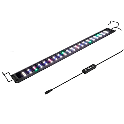 hygger Aquarium Beleuchtung, Vollspektrum Aquarium Licht mit LCD Monitor, 20W RGB LED Aquarium Beleuchtung mit 10 Helligkeitsstufen, Einstellbarer Timer,3 Modus für 60-82cm Süßwasser Aquarien