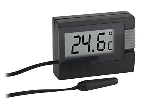 TFA Dostmann Digitales Thermometer, inkl wasserdichter Temperaturfühler, klein, schwarz,L 54 x B 16 (30) x H 39 mm