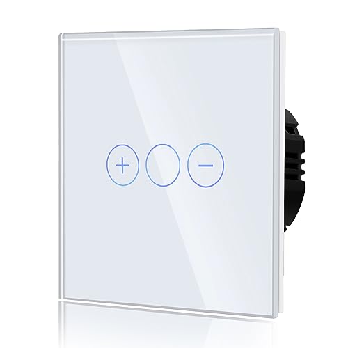 BSEED Dimmer Schalter 700W Berühren Sie den Wandlichtschalter Ausgeglichenes Glas Platten Funktioniert mit Dimmbaren LED-Lichtern 1 Fach 1 Weg Weiß