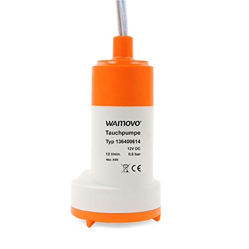 Wamovo Tauchpumpe 12V 0,6 bar 12L pro Minute 18-24 Watt Wasserpumpe Pumpe für Trinkwasser Frischwasserpumpe