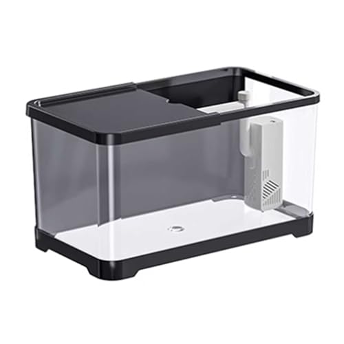 Cenz-888 Aquarium Aquarium Desktop Transparent Acryl Aquarium Mit Deckel Und Basis Kleine Wohnzimmer Haushalt Fischzucht Tank Fischglas(Schwarz,Mittel)