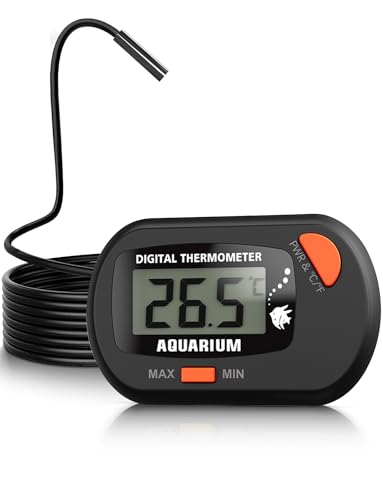 Aquarium Thermometer mit Sonde und Saugnapf, Mini Wasserthermometer Digital, digitales LCD-Wassertemperatur-Thermometer für Aquarium, Aquarium, Meeresreptilien, Terrarium (1)