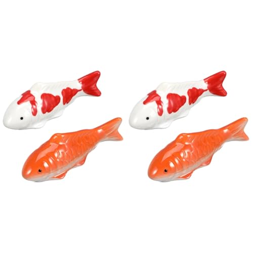 Yardwe Schwimmender Fisch Aus Keramik 4 Stück Aquarium Schwimmfähige Koi-Fischfiguren Realistische Künstliche Fische Teehaustier Geschenke Für Feengarten Teich Aquarium