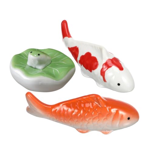 ORFOFE 3 Stück Schwimmende Fisch Ornamente Künstlicher Fisch Schwimmender Aquariumfisch Porzellan Fischstatuen Tierteich Aquarium Dekoration Gefälschter Schwimmender