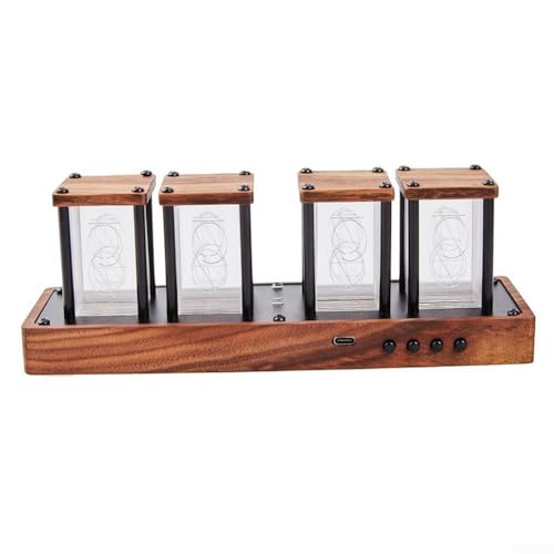 Oniissy Nixie-Röhrenuhr mit WLAN, verstellbar, LED-Desktop-Timer, Farbwechsel, Digitalanzeige mit 8 Modi, Alarmfunktion, 21,6 x 6 x 7,5 cm