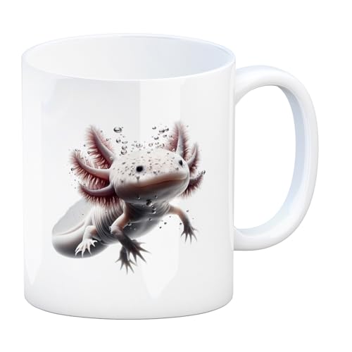 Axolotl Kaffeebecher Amphibie im Wasser Design Schwimmen im Aquarium Unterwasser Aquatik Motiv Salamander Axolotl Tasse