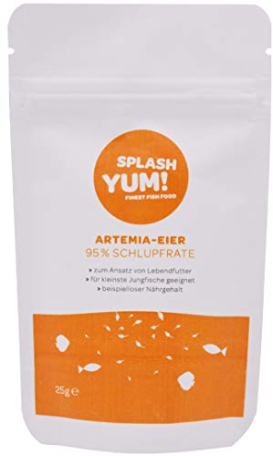 SplashYum! Artemia-Eier 95%+ Schlupfrate A++ Herstellung von Lebendfutter zur Aufzucht von Diskus-, Cichliden-, Guppy-, Molly-, Wels- und sogar Axolotl-Jungtieren, Leckerbissen für alle Zierfische