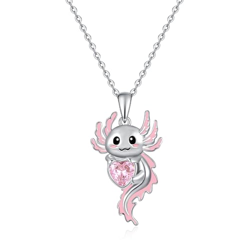 Axolotl Kette 925 Sterling Silber Axolotl Schmuck Axolotl Anhänger für Frauen Niedliche Tierschmuck Geschenk für Frau Tochter Halsketten für Frauen