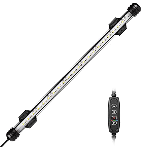 IREENUO LED Aquarium Beleuchtung, Aquarium Tauchlampen mit Timer, Blaue und Weiße Farbwechsel Unterwasser Licht für 40–60 cm Tank