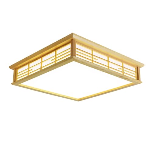 Deckenleuchte Wohnzimmerlampen Kreative quadratische Holz-Deckenleuchte LED-Deckenleuchte aus Holz im japanischen Stil Close To Ceiling Light Fixtures for Schlafzimmer Garderobe Wohnzimmer Balkon(Infi