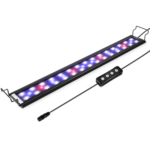 Hygger 16W Aquarium LED Beleuchtung, Aquarium LED Lampe mit Timer, dimmbare, LED Aquarium Licht mit Verstellbarer Halterung für 28cm-137cm Aquarium Fisch Tank Fisch Pflanze(Weiß & Blau & Rot Licht)