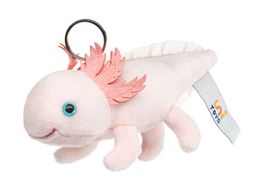Uni-Toys - Axolotl mit Schlüsselanhänger - 15 cm (Länge) - Plüsch-Wassertier - Plüschtier, Kuscheltier