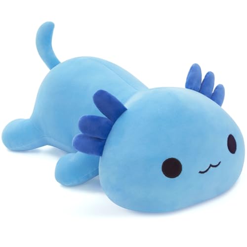 SNOWOLF Nette Axolotl Plüsch Umarmung Kissen Gefüllte Tiere Spielzeug, Kawaii Plüsch Spielzeug Super Soft Cartoon Wurf Kissen für Mädchen für Jungen Brithday Geschenk (30cm, blau)