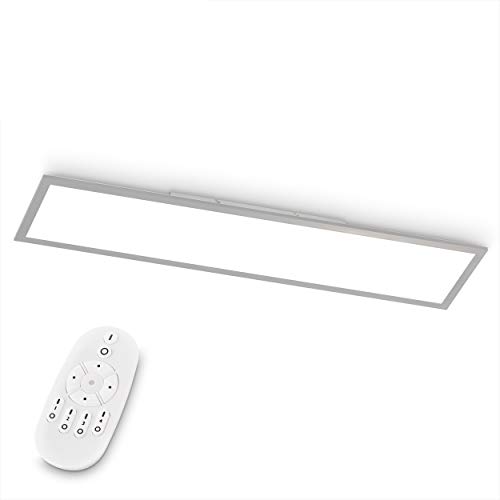 EGLO LED Deckenleuchte Bottazzo, Deckenlampe 100x25 cm, Panel ultraflach aus Aluminium, Kunststoff in Silber, mit Fernbedienung dimmbar, Farbtemperaturwechsel (warmweiß – kaltweiß), Wohnzimmerlampe