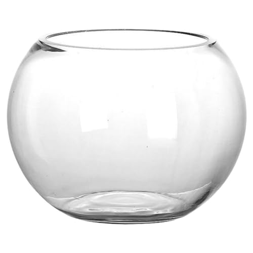 Yardwe Glas Aquarium Kugelaquarium Glas-Fischglas Runder Lotustopf Goldfischglas Glaskugelvase Kugelvase klare Durchsichtige Fischschale für Wohnzimmer, Büros, Garten