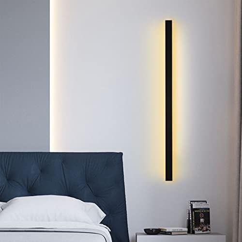 ZAANU Lange LED-Wandleuchten für den Innenbereich, schwarze Wandleuchte, nordische moderne lineare LED-Wandleuchte aus Aluminium, Schlafzimmer-Nachttisch-Wandleuchten,
