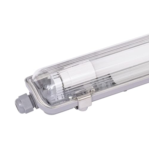 HOFTRONIC - LED Feuchtraumleuchte 150cm T8 G13-24W 2400 Lumen - Ersetzt 75 Watt - 6500K Kaltweiß - IP65 Wasserdicht - Flimmerfrei - Inkl. LED Röhre - Leuchtstofflampe - Röhrenleuchte