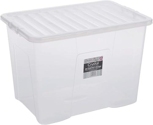 5x WHAM 'Crystal Box' mit Deckel - 80 Liter - 60 x 40 x 42cm - Transparent