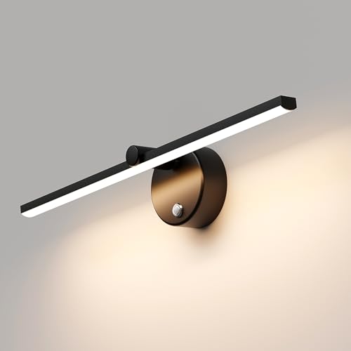 LANMOU LED Dimmbar Badezimmer Spiegelleuchte mit Schalter, Moderne 300 ° Schwenkbar Bad Spiegelleuchte LED 4000K 41cm Badezimmer Wandleuchte für Schminktisch Schrank,Schwarz