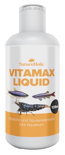 NatureHolic VitaMax Liquid I Aquarien Vitamine und Spurenelement Mix I Erhöht Wiederstandsfähigkeit I Mehr Vitalität & Verbesserung der Wasserquaitiät im Aquarium | 125 ml