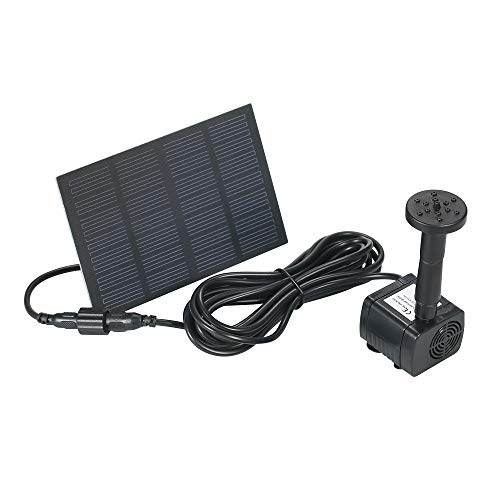 Decdeal Solar Teichpumpe 6V 1.2W Springbrunnen Bürstenlose Wasserpumpe 160L / H für Teich Steingarten Garten