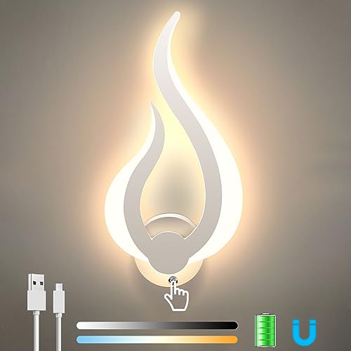 Lightess Akku Wandleuchte LED Dimmbar Wandlampe Kabellos Innen Wand Lampe Magnet mit Touch Schalter 3-Farbtemperaturen für Wohnzimmer Schlafzimmer Treppenhaus Flur Aufladbare Wandleuchten, Weiss