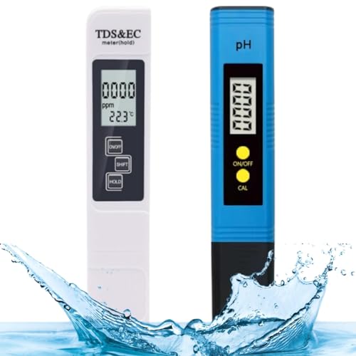 pH Messgerät Wasser pH Wert Messgerät SET PH/TDS/EC pH Tester für Wasser, Pool Aquarium Trinkwasser pH Meter 0.00-14.00 Kallibrierung pH down 0-14 pH-Messbereit ±0,1 pH-Genauigkeit