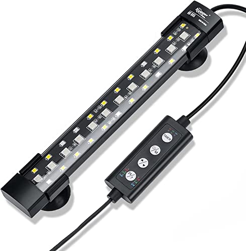 hygger 24/7 Modus Unterwasseraquarium LED Licht, Full Spectrum Versteckte Fischtank Licht mit 3-Reihen Perlen 7 Farben Auto On Off Sunrise-Daylight-Moonlight, Einstellbare Timer Helligkeit (10W)