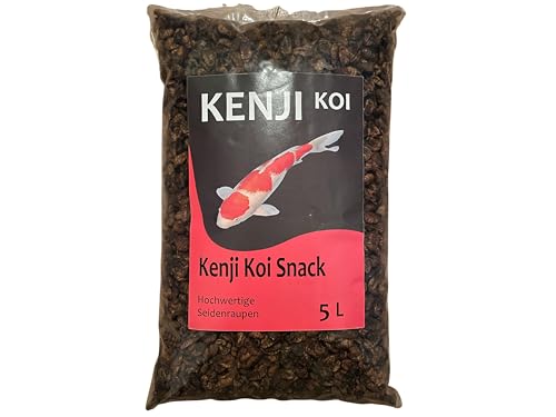 KENJI KOI Snack Seidenraupen 5 L getrocknet | Hochwertiges Natrufutter für japanische Koi & Goldfische | Leckerli zu Fütterung aus der Hand | Fischfutter