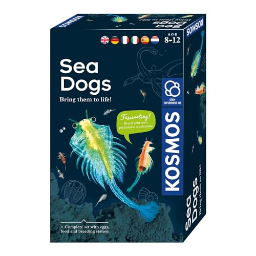 KOSMOS 616779 Sea Dogs - Urzeitkrebse selbst züchten, Experimentier Set für Kinder ab 8 Jahre, Komplett-Set für Einsteiger, mit mehrsprachiger Anleitung (DE, EN, FR, IT, ES, NL), 21 x 13 x 5.5 cm