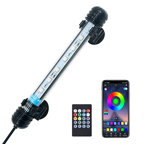 VARMHUS LED Aquarium Beleuchtung,Aquarium Licht mit APP Steuerung Fernbedienung,Aquarium LED Lampe RGB Farbwechsel zum Beleuchten von Aquarienpflanzen DIY Vollspektralfarbe Zeitkontrolle 19cm