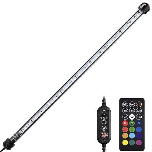 NICREW Aquarium LED Beleuchtung, IP 68 Wasserdicht Aquarium Lampe mit Timer, 5 Helligkeitsstufen Dimmbar Unterwasserbeleuchtung für Fisch Tank Pflanze, 48cm