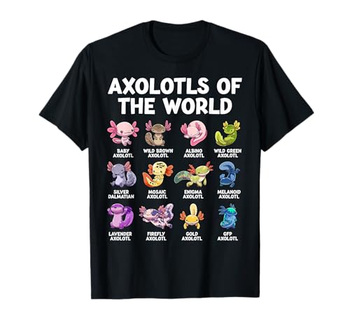 Axolotl Shirt Axolotls Of The World Kawaii Arten von Axolotl T-Shirt