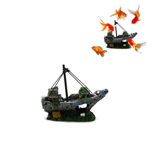 Niaciswe Schiffswrack Piratenschiff, Aquarium Deko Schiff, Aquarium Schiffswrack Dekorationen, Aquarium Schiffswrack Ornament, Versunkene Schiff Ornament, Versunkene Schiffs Landschaftsbau Dekoration