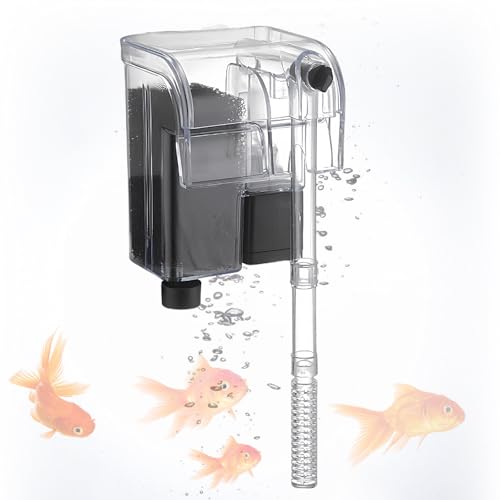 Leikurvo Aquarium Filter: leiser Aquarium Außenfilter Clip-on- Filter Sauerstoffpumpe reinigen Wandmontierter Aquariumfilter für bis zu 30L Aquarien, Einstellbarer Durchfluss, 3W